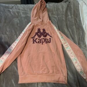 Kappa Coral Hoodie with Logo and Patterned Sleeves